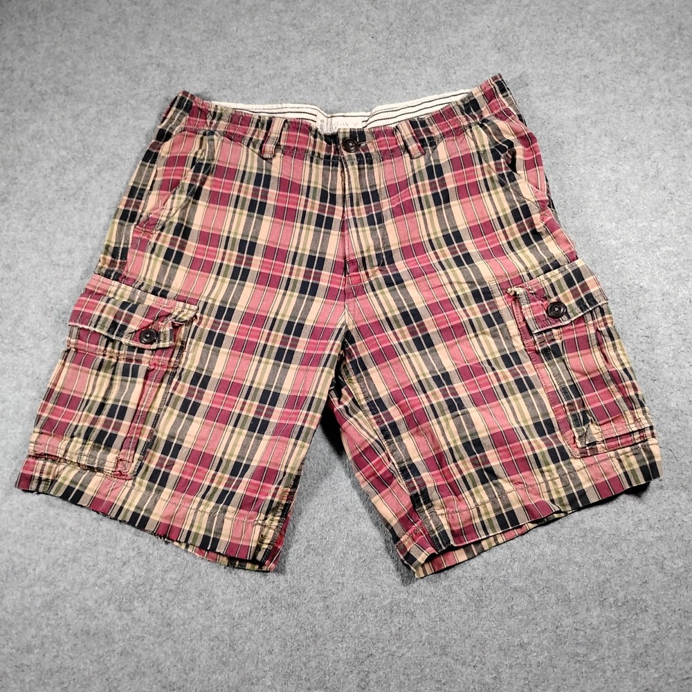 American Eagle Outfitters Men's Plaid Cargo Shorts Classic Length Size 36